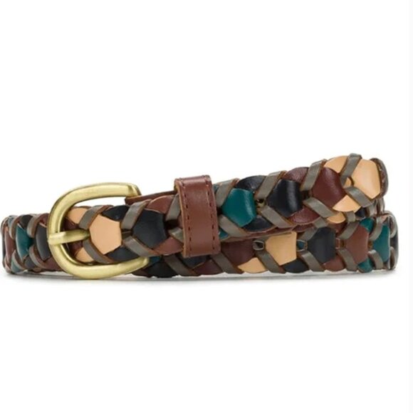 NWT Patrica Nash Atina Belt Chainlink Turquoise Multi Small Leather